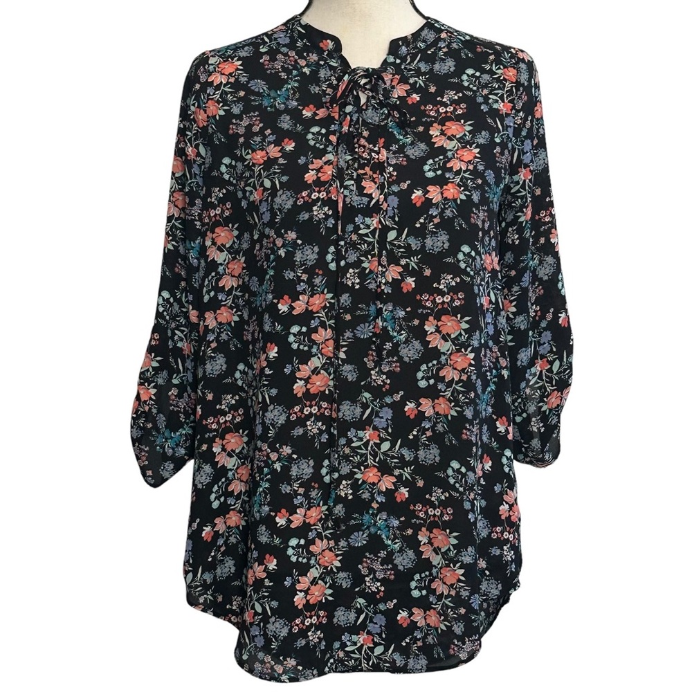 Decree Blouse S Floral Crisscross Front Chiffon